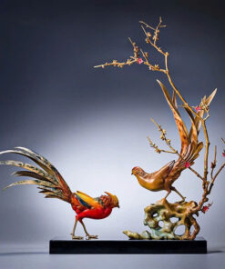 Tượng Đôi Gà Song Phúc Bên Cành Mai