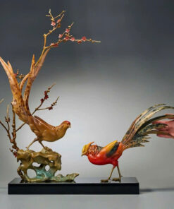 Tượng Đôi Gà Song Phúc Bên Cành Mai