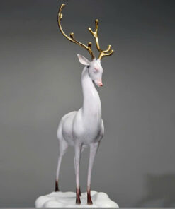 Tượng Hươu Trắng Đứng Trên Mây Nghệ Thuật