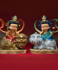 Tượng Văn Thù Và Phổ Hiền Đồng Tử