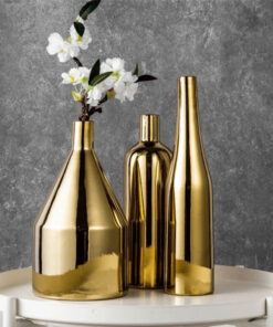 Bộ Lọ Hoa Gốm Mạ Vàng Kiểu Dáng Hiện Đại