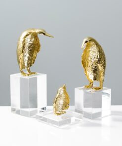 Bộ Tượng Chim Cánh Cụt Vàng Trang Trí Độc Đáo