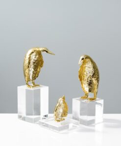 Bộ Tượng Chim Cánh Cụt Vàng Trang Trí Độc Đáo