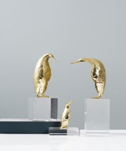 Bộ Tượng Chim Cánh Cụt Vàng Trang Trí Độc Đáo