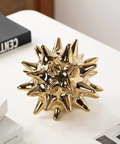 Tượng Quả Cầu Gai Mạ Vàng Tinh Tế