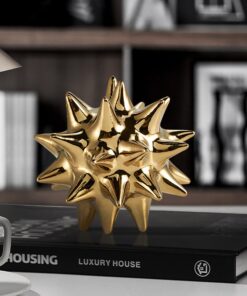 Tượng Quả Cầu Gai Mạ Vàng Tinh Tế