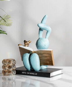 Tượng Thỏ Đọc Sách Màu Sắc Tươi Tắn