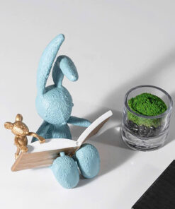 Tượng Thỏ Đọc Sách Màu Sắc Tươi Tắn