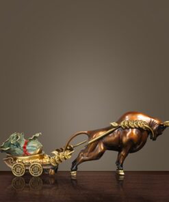 Tượng Đồng Bò Tót Kéo Xe Phúc Lộc