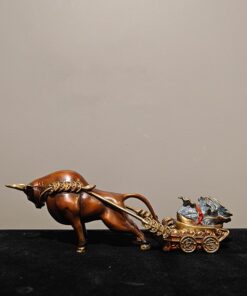 Tượng Đồng Bò Tót Kéo Xe Phúc Lộc