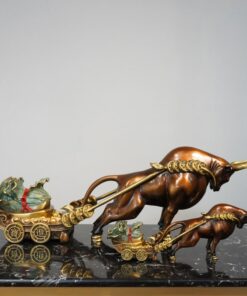 Tượng Đồng Bò Tót Kéo Xe Phúc Lộc