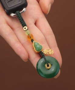 Móc Khóa Đồng Điếu Mã Não Kiết Tường