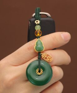 Móc Khóa Đồng Điếu Mã Não Kiết Tường