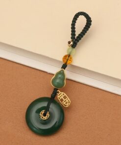 Móc Khóa Đồng Điếu Mã Não Kiết Tường