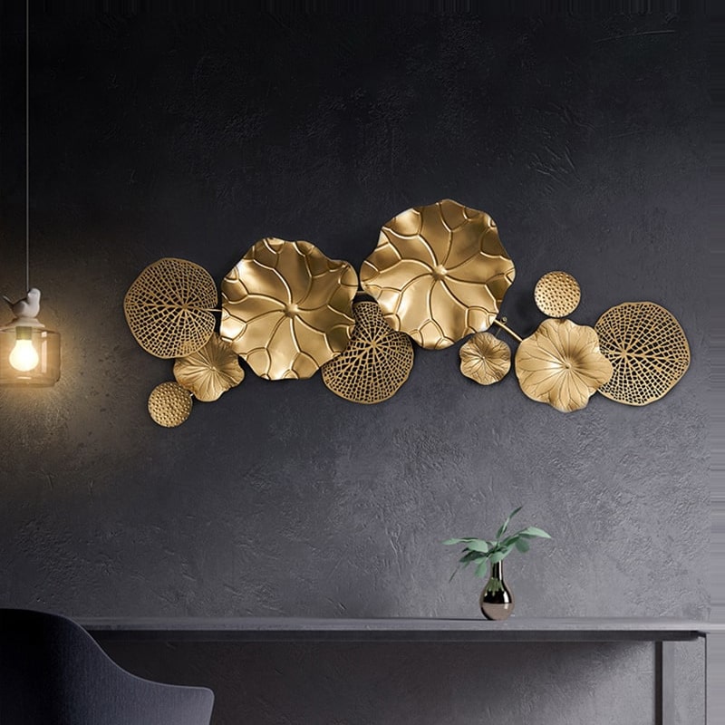 Tranh Kim Loại Nghệ Thuật Lá Sen 3D