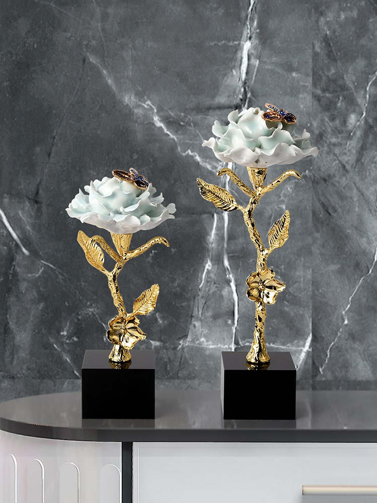 Tượng Hoa Mẫu Đơn Gốm