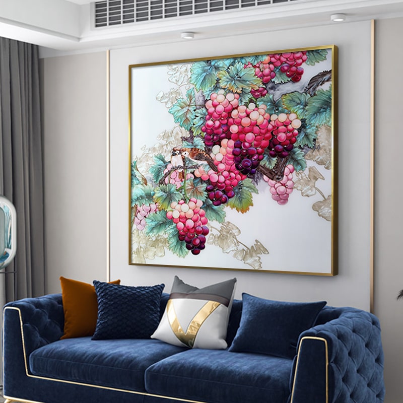 Tranh Chùm Nho Sung Túc Khảm Trai