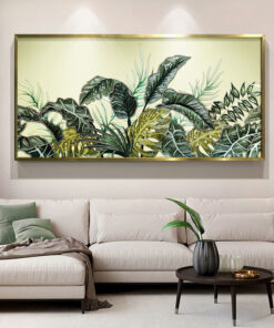 Tranh Nghệ Thuật Lá Xanh Nhiệt Đới Khảm Trai