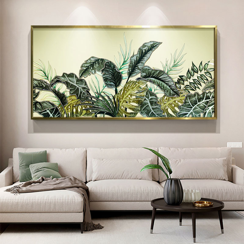 Tranh Nghệ Thuật Lá Xanh Nhiệt Đới Khảm Trai