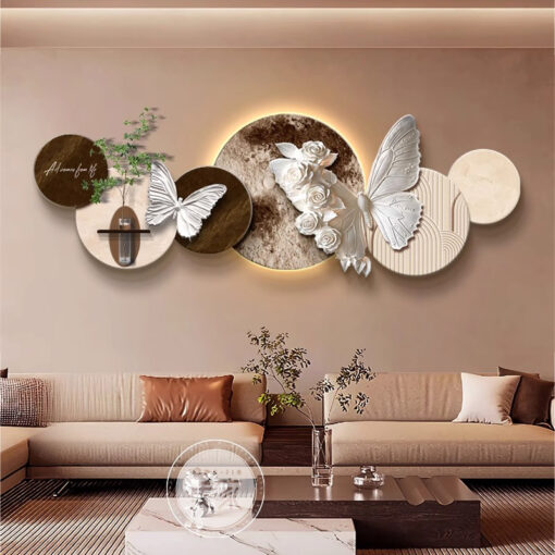 tranh-nghe-thuat-treo-tuong-buom-trang-no-hoa (2) Tranh Nghệ Thuật Treo Tường Bướm Trắng Nở Hoa