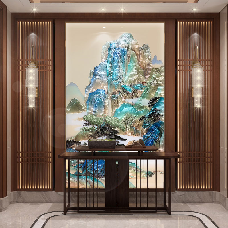 Tranh Sơn Thủy Hữu Tình Khảm Trai Nghệ Thuật