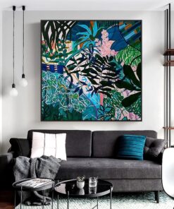 Tranh Sơn Dầu Vẽ Tay Sắc Xanh Nhiệt Đới