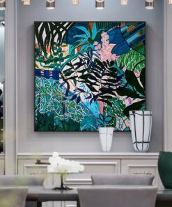 Tranh Sơn Dầu Vẽ Tay Sắc Xanh Nhiệt Đới