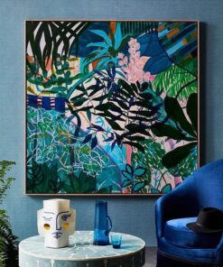 Tranh Sơn Dầu Vẽ Tay Sắc Xanh Nhiệt Đới