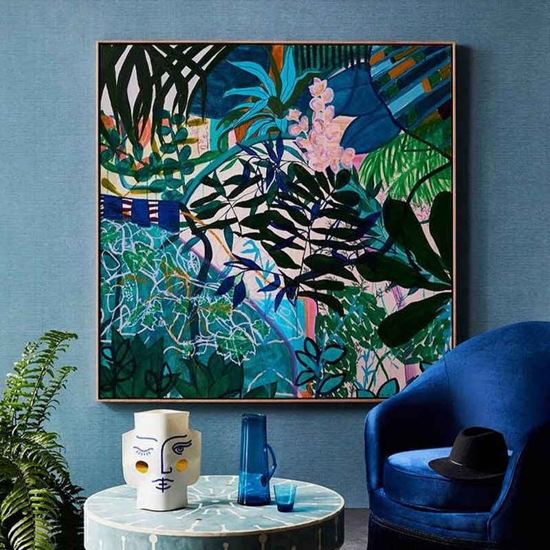 Tranh Sơn Dầu Vẽ Tay Sắc Xanh Nhiệt Đới