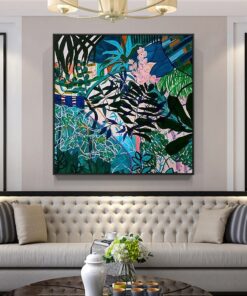 Tranh Sơn Dầu Vẽ Tay Sắc Xanh Nhiệt Đới