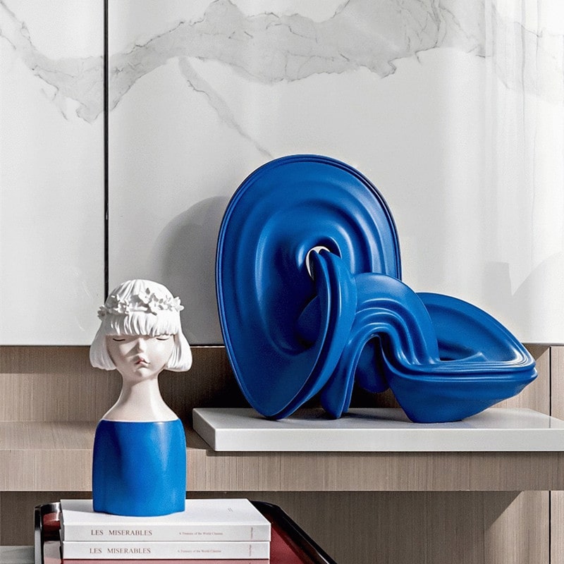 Mô Hình Điêu Khắc Khối Lam Trừu Tượng