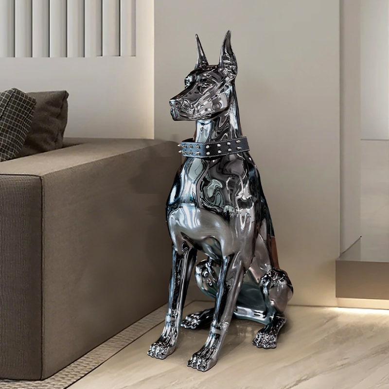 Tượng Chó Nghệ Thuật Vệ Sĩ Ánh Kim