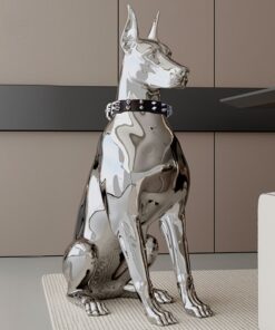 Tượng Chó Nghệ Thuật Vệ Sĩ Ánh Kim