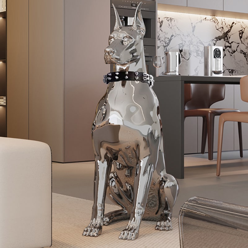 Tượng Chó Nghệ Thuật Vệ Sĩ Ánh Kim