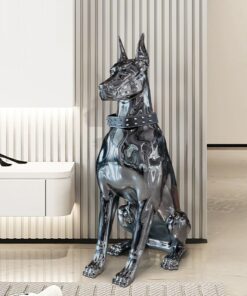 Tượng Chó Nghệ Thuật Vệ Sĩ Ánh Kim