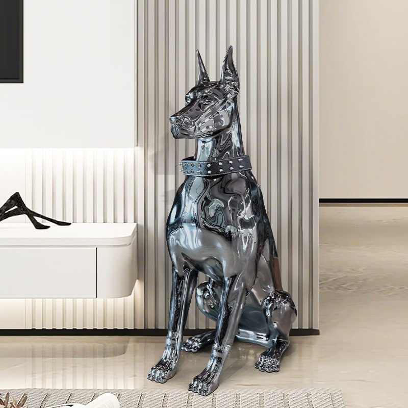 Tượng Chó Nghệ Thuật Vệ Sĩ Ánh Kim