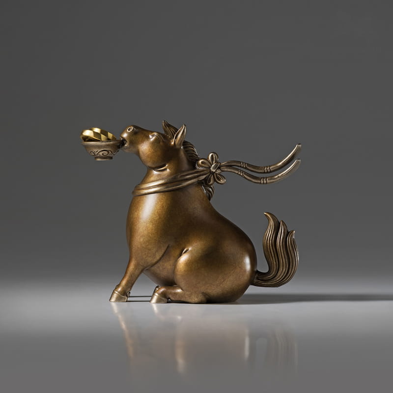 Ngựa May Mắn Ngậm Vàng Decor Taplo Ô Tô