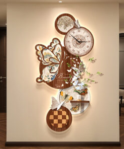 Đồng Hồ Treo Tường Bướm Hoa Nghệ Thuật