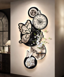 Đồng Hồ Treo Tường Bướm Hoa Nghệ Thuật