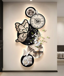 Đồng Hồ Treo Tường Bướm Hoa Nghệ Thuật