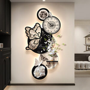 Đồng Hồ Treo Tường Bướm Hoa Nghệ Thuật - Công Decor