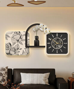 Đồng Hồ Treo Tường Kèm Kệ Decor Sang Trọng