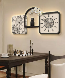 Đồng Hồ Treo Tường Kèm Kệ Decor Sang Trọng