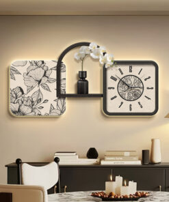 Đồng Hồ Treo Tường Kèm Kệ Decor Sang Trọng