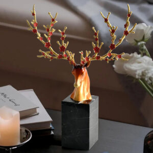 Tượng Hươu Mai Đỏ Chiêu Lộc Thịnh Vượng - Công Decor