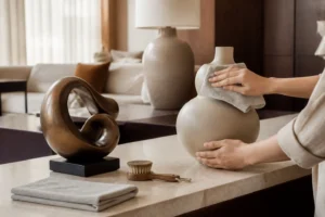 Cách bảo quản tượng decor và bình gốm bằng khăn mềm