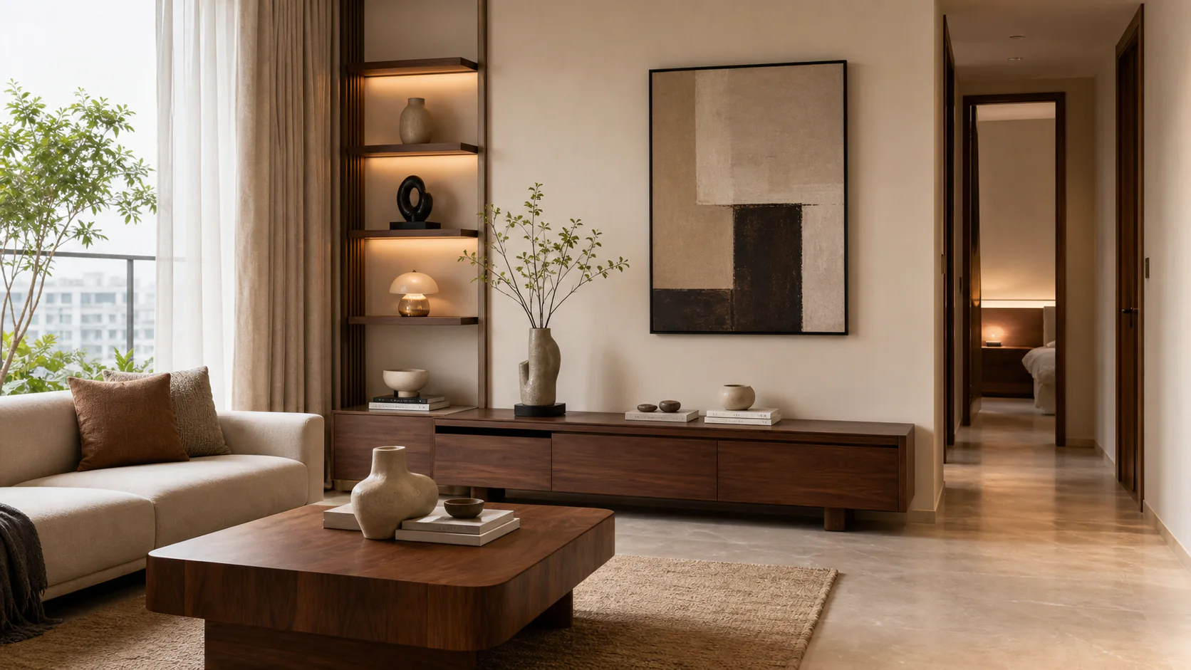 Chọn Đồ Decor Theo Diện Tích Nhà Cách chọn đồ decor theo diện tích nhà với bố cục phòng khách cân đối và lối đi thông thoáng