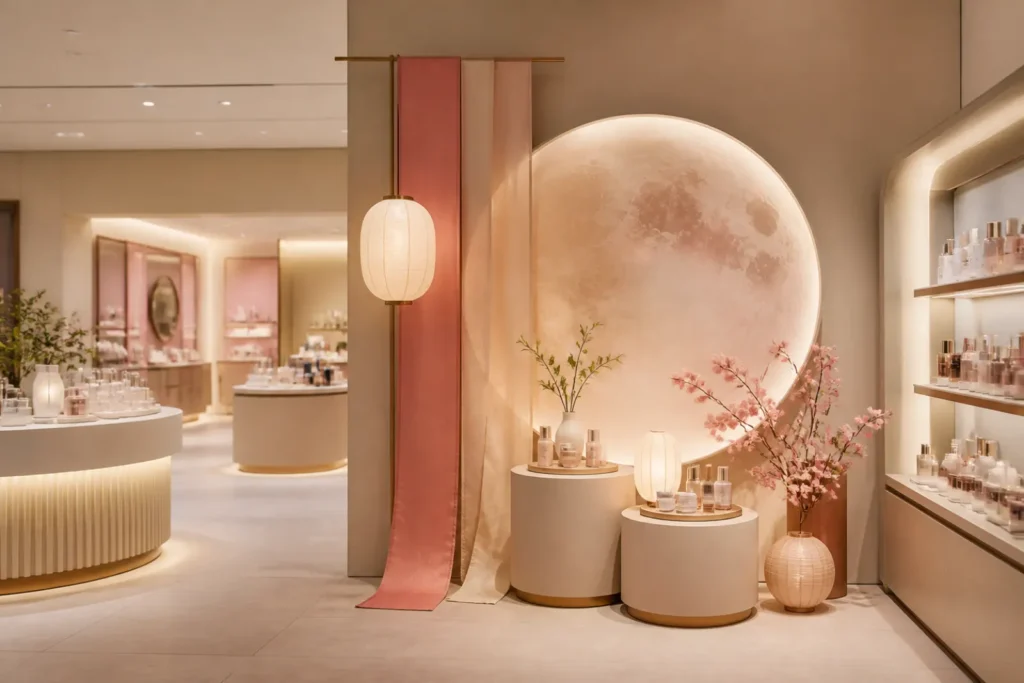 Góc chụp ảnh Trung Thu trong showroom mỹ phẩm