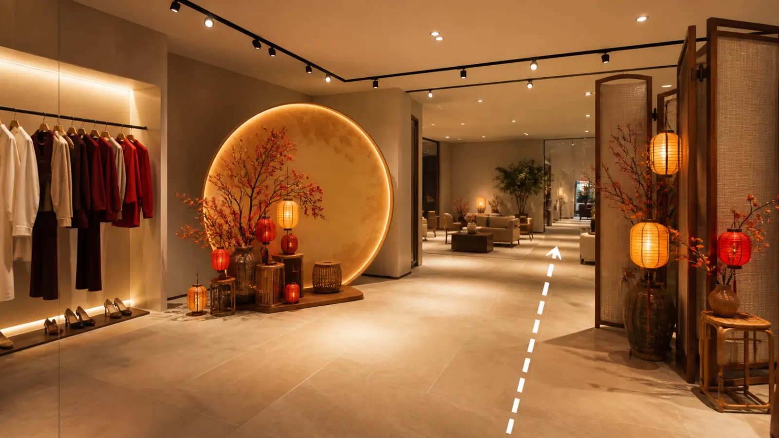 Góc check-in Trung Thu không cản lối đi showroom thời trang