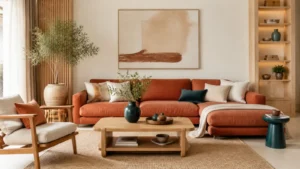 Phòng khách phối màu đồ decor theo quy tắc 60–30–10